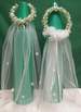 Communion Veil with Shamrocks and Floral Headband